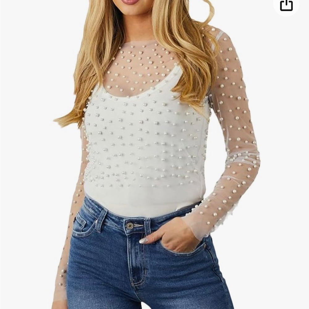 Pearl Mesh Top; NWOT